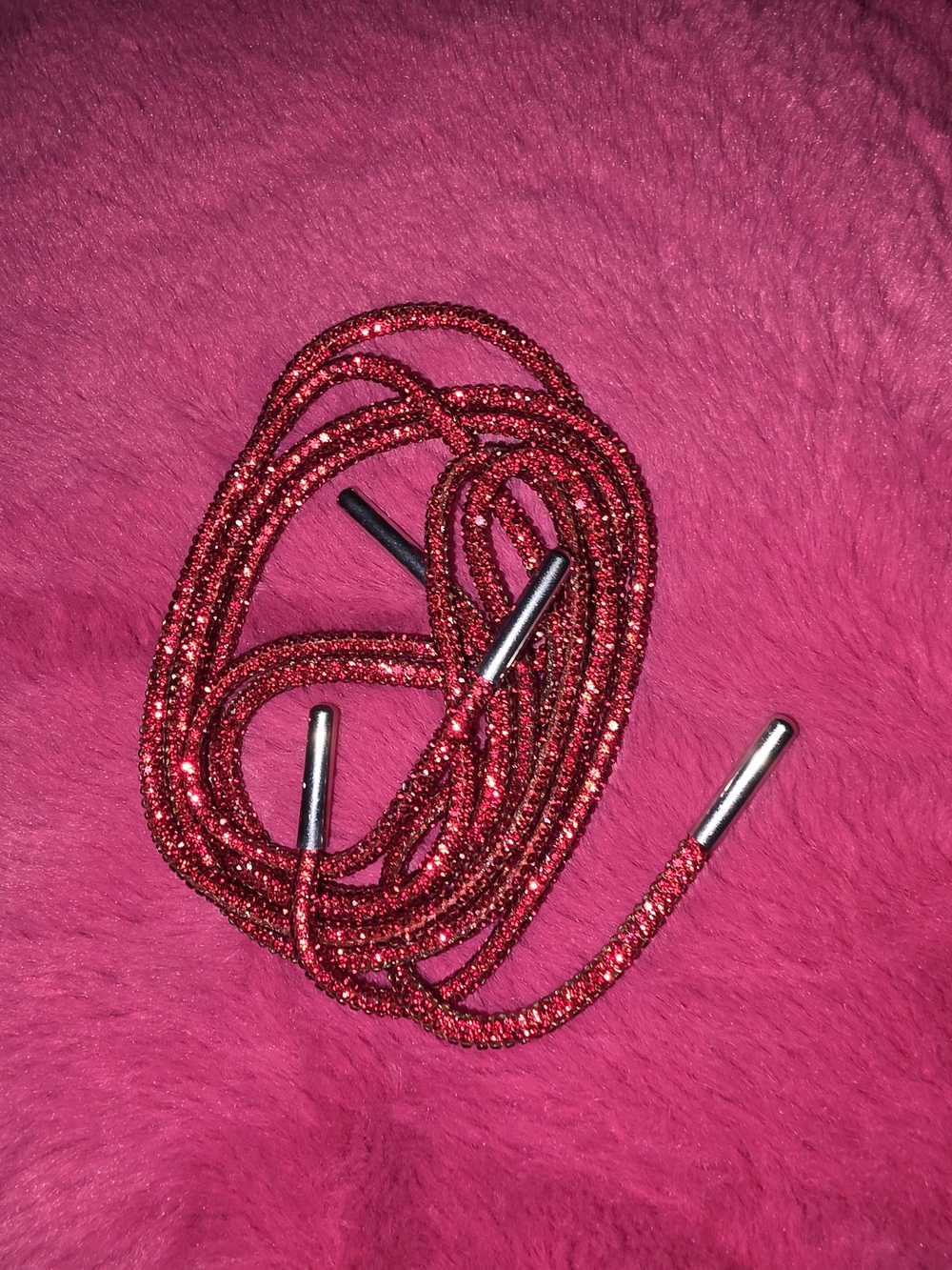 Sparkle Red Shoelaces with Silver Tips - Women's Accessories